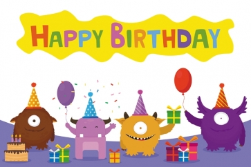 Monster Theme Background Kid Happy Birthday Backdrop Cake Smash Decoration Prop