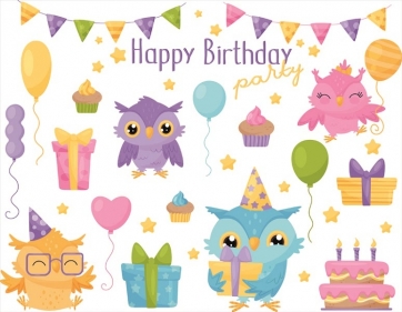 Owl Theme Kid Happy Birthday Backdrop Photography Background Cake Smash Decoration Prop