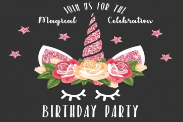 Pink Glitter Unicorn Girl Happy Birthday Party Backdrop Cake Smash Background Decoration Prop