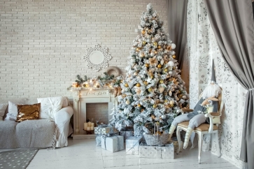 Happy New Year Christmas Tree Backdrop Photo Booth Photography Background Decoration Prop