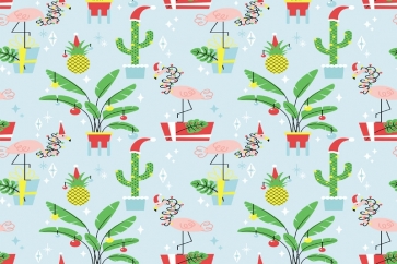 Cartoons Flamingo Cactus Baby Shower Christmas Photo Backdrop Photography Background Decoration Prop