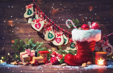 Santa's Boots Wood Wall Christmas Photo Backdrop Photo Booth Photography Background Decoration Prop