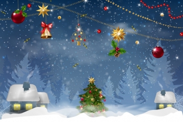 Cartoon Cute Christmas Village Backdrop Photo Booth Stage Photography Background Decoration Prop