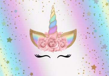 Rainbow Unicorn Girl Happy Birthday Baby Shower Party Backdrop Photography Background Prop