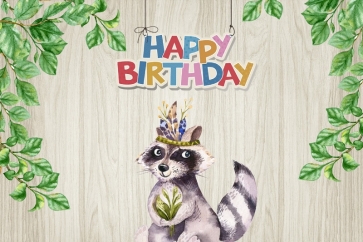 Lovely Squirrel Themed Wood Wall Background Children Happy Birthday Party Backdrop