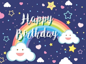 White Cloud Rainbow Kid Girl Happy Birthday Backdrop Decoration Props Photography Background