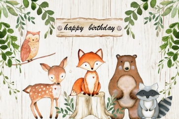 Jungle Animal Safari Happy Birthday Backdrop Photography Background Decoration Props