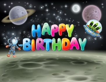 Astronaut Moon Background Kid Boy Happy Birthday Backdrop