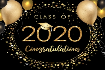 Golden Balloon Five Pointed Star Around 2020 Graduation Backdrop Decorations Banner Background 