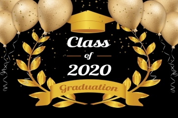 Personalized Golden Balloon Cap Black Background 2020 Graduation Backdrop Decorations 