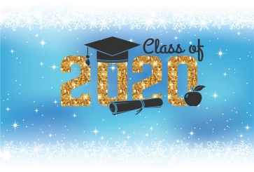 Personalized Snowflake Decorations Blue Background 2020 Graduation Backdrop