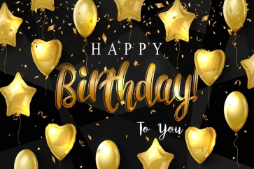Gold Balloons Stars Hearts Happy Birthday Party Black Background Pro Photo Backdrops