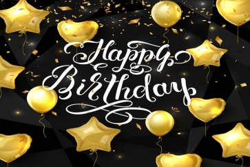 Gold Balloons Stars Hearts Happy Birthday Party Photo Prop Background