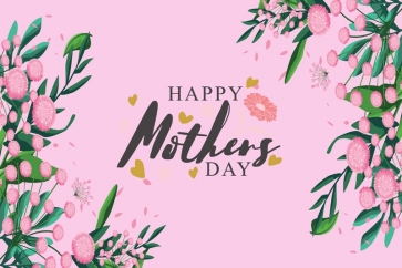 Retro Pink Photo Booth Fresh Flowers Background Mother's Day Backdrop