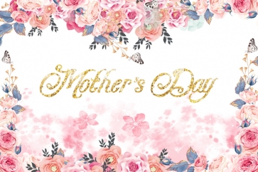 Personalized Fresh Flowers Around Photo Booth Background Retro Mother's Day Backdrop