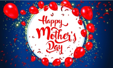 Red Balloon Retro Happy Mother's Day Photo Booth Backdrop