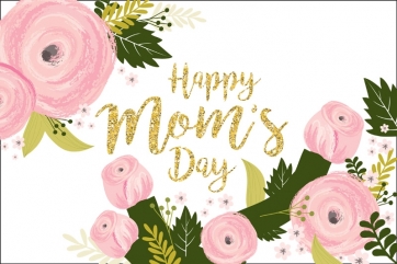 Retro Golden Happy Mother's Day Photo Booth Backdrop