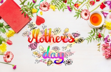 Personalized Fresh Flowers Around Photo Booth Happy Mother's Day Backdrop Photography Background