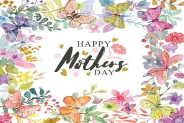 Retro Butterfly Photo Booth Photography Background Mother's Day Backdrop