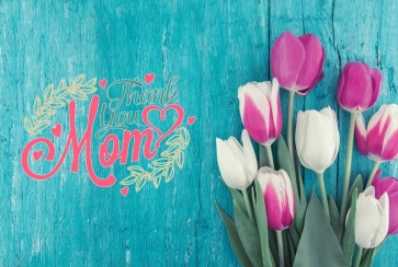 Retro Blue Wood Happy Mother's Day Photo Booth Backdrop Photography Background
