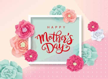 Fresh Flowers Around Photo Frame Retro Mother's Day Backdrop