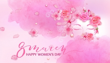 Fresh Flowers Around Retro Pink Background Mother's Day Photo Booth Backdrop