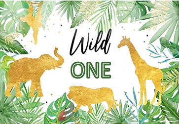 Gold Glitter Safari Wild Theme Backdrop Baby One Year Old 1st Birthday Party Photography Background Decoration Prop