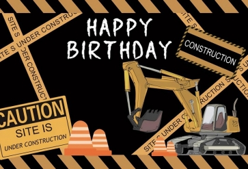 Excavator Construction Theme Boy Happy Birthday Backdrop Cake Smash Background