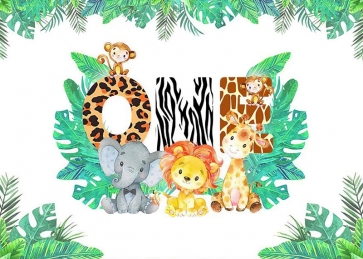 Cute Cartoon Safari Backdrop Children 1st  Birthday Party Backdrop Decorations Prop