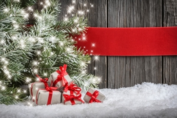 Christmas Tree Branches Santa's Gift Box Christmas Photo Backdrop For Stage Background Decoration Prop