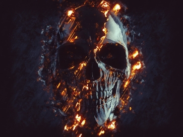 Unique Flame Skeleton Skull Halloween Party Backdrop Stage Photography Background Decoration Prop