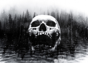 Terrifying Forest Skeleton Skull Halloween Party Backdrop Stage Photography Background Decoration Prop