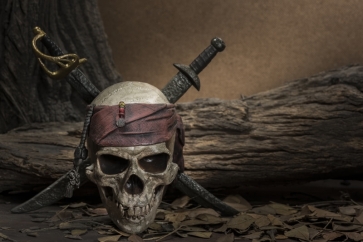 Terrifying Pirate Skeleton Skull Halloween Party Backdrop Stage Photography Background Decoration Prop