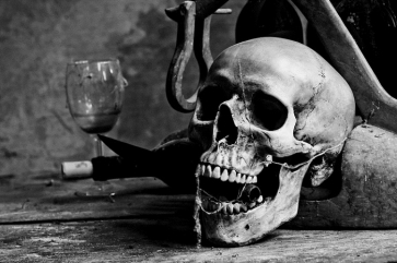 Grey Skeleton Skull Stage Background Decoration Prop Halloween Party Backdrop