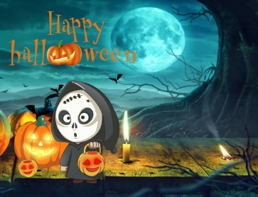 Under The Moon Ghost Pumpkin Halloween Party Backdrop Decoration Prop