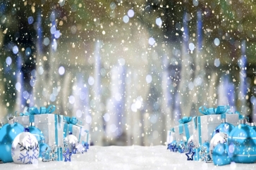 Snowflakes Gift Box Christmas Party Backdrop Photo Booth Photography Background
