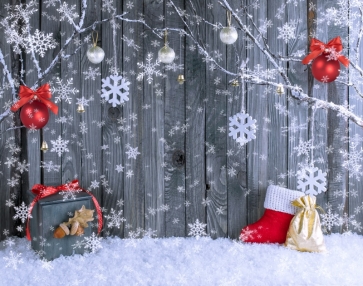 Snowflake Flying Wood Wall Christmas Backdrop Party Stage Photography Background