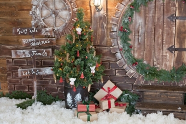 Retro Wood Wall Christmas Tree Backdrop Merry Christmas Party Stage Photography Background