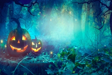 Horrible Forest Pumpkin Halloween Party Backdrop Photography Background