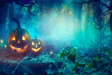 Horrible Forest Pumpkin Halloween Party Backdrop Photography Background
