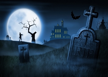 Scary Night Castle Cemetery Corpse Halloween Party Decoration Backdrops