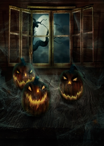 Horrible Pumpkin Lanterns Jack-o'-lantern Halloween Party Background Backdrops