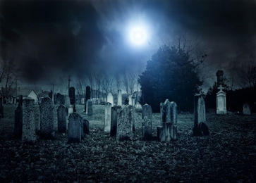 Scary Night Horrible Cemetery Tombs Halloween Party Photo Backdrops