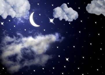 Dark Night Moon Stars Clouds Scenic Halloween Party Background Picture Backdrops