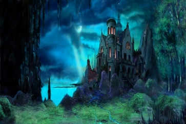 Scary Magic Castle Halloween Photo Backdrop Party Background Decoration Prop