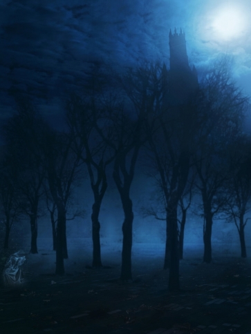 Scary Black Forest Magic Castle Halloween Party Backdrop Decoration Prop
