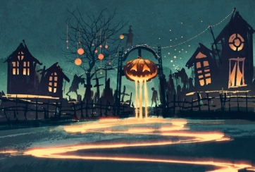 Scary Pumpkin Molten Iron Magma Halloween Party Backdrop Stage Photography Background Decoration Prop