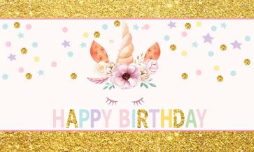 Gold Glitter Unicorn Backdrop Kid Happy Birthday Photography Background Decoration Prop