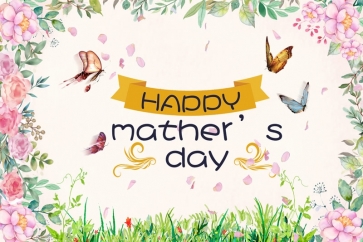 Beautiful Combination Of Flowers And Butterflies Mother's Day Backdrop