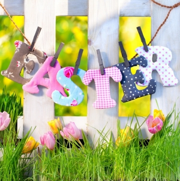 EASTER Hang on Fence Flowers Grassland Easter Wall Backdrops